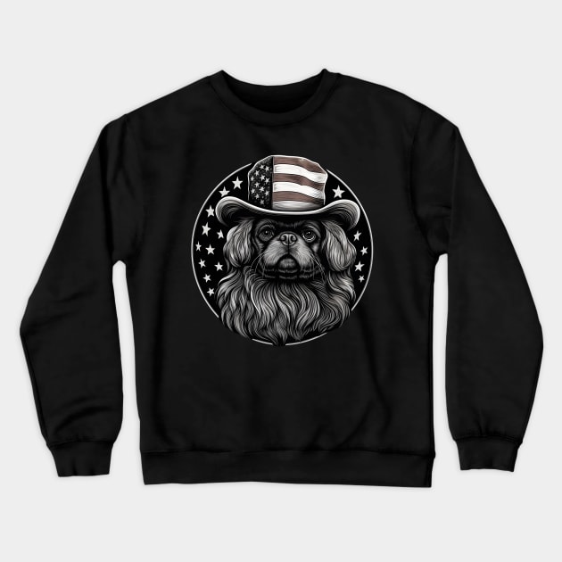 Patriotic Pekingese Crewneck Sweatshirt by NatashaCuteShop